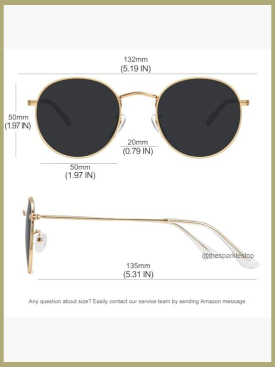 Polarized Metal Frame Sunglasses, UV Protection, Retro Round Style